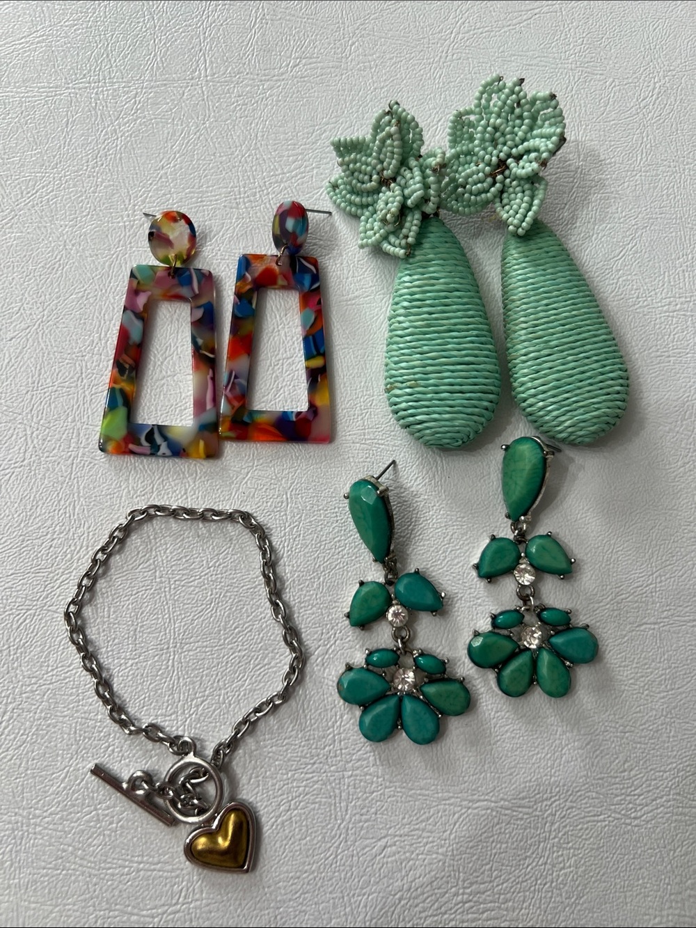 Mint Green Woven Teardrop Beaded Flower Drop Earrings - Women Jewelry